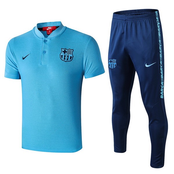 Polo Conjunto Completo Barcelona 2019-2020 Azul Claro